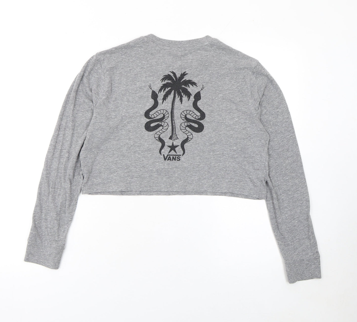 Womens UK Size M VANS Grey Cropped T-Shirt
