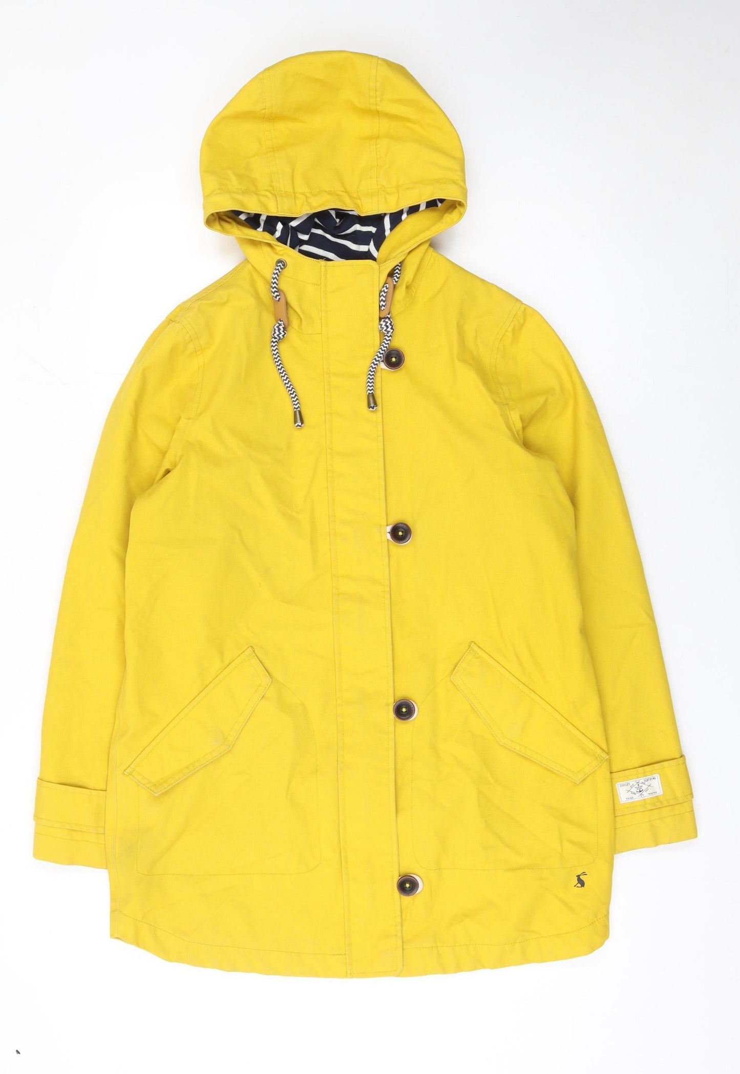 Joules Women’s Yellow Waterproof Rain Coat Hooded Size 10