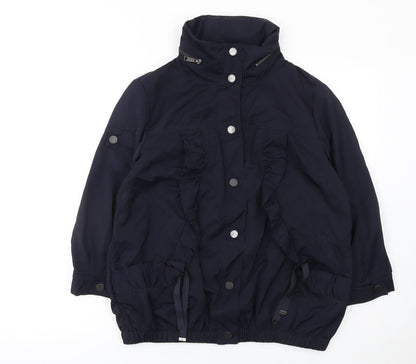 Womens UK Size 12 Betty Jackson Black Blue Anorak Coat