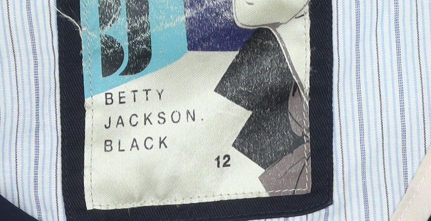 Womens UK Size 12 Betty Jackson Black Blue Anorak Coat