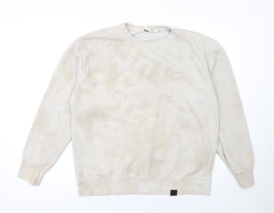 Mens UK Size M Pull & Bear Beige Pullover Sweatshirt