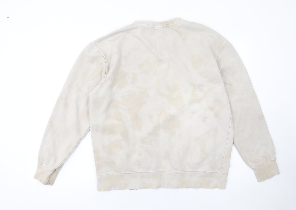 Mens UK Size M Pull & Bear Beige Pullover Sweatshirt