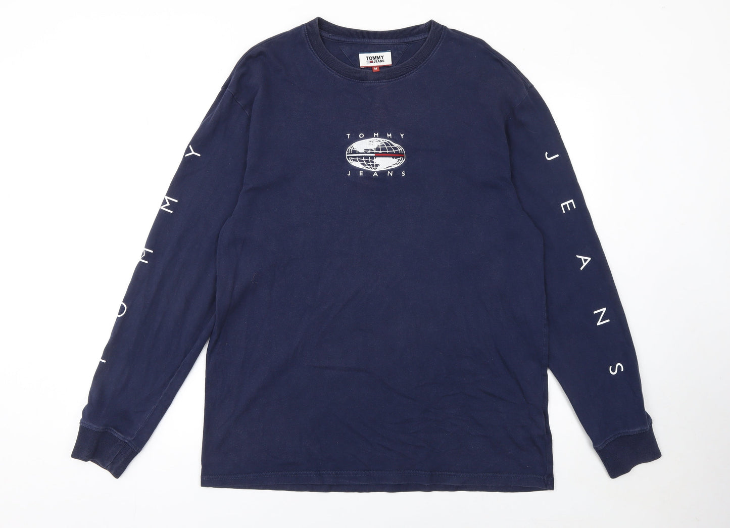 Tommy Jeans Men's Blue Long Sleeve Crew Neck Cotton T-Shirt Size M