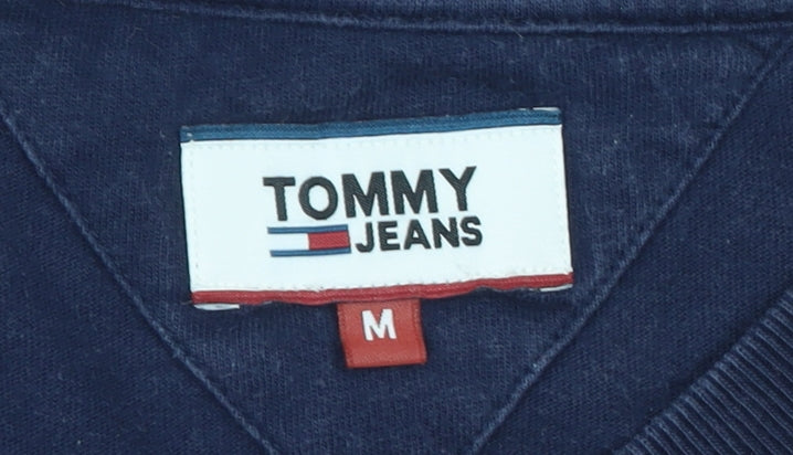 Tommy Jeans Men's Blue Long Sleeve Crew Neck Cotton T-Shirt Size M