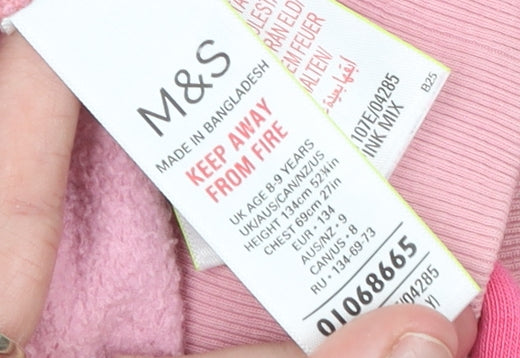 Girls UK Size 8-9 Years Marks and Spencer Pink Pullover Hoodie