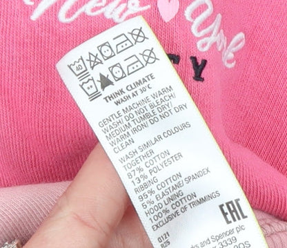 Girls UK Size 8-9 Years Marks and Spencer Pink Pullover Hoodie