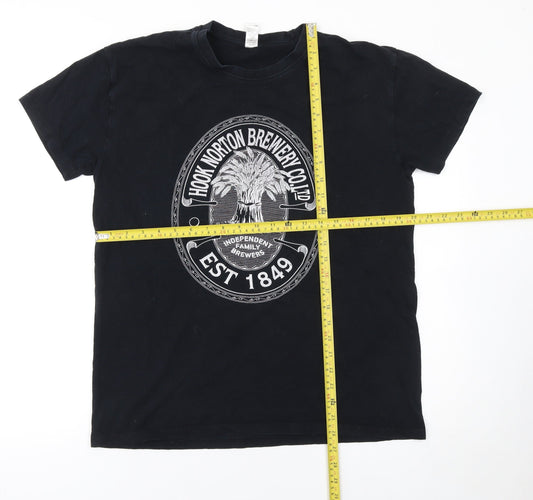 SOL'S Men's Black Hook Norton Brewery Graphic Cotton T-Shirt Size L