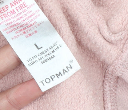 Mens UK Size L Topman Pink Pullover Hoodie