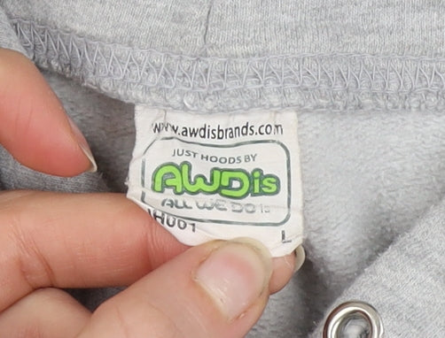 Womens UK Size L Awdis Grey Pullover Hoodie