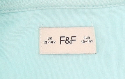 F&F Girls Blue Sequin Unicorn Pullover Hoodie 13-14 Years