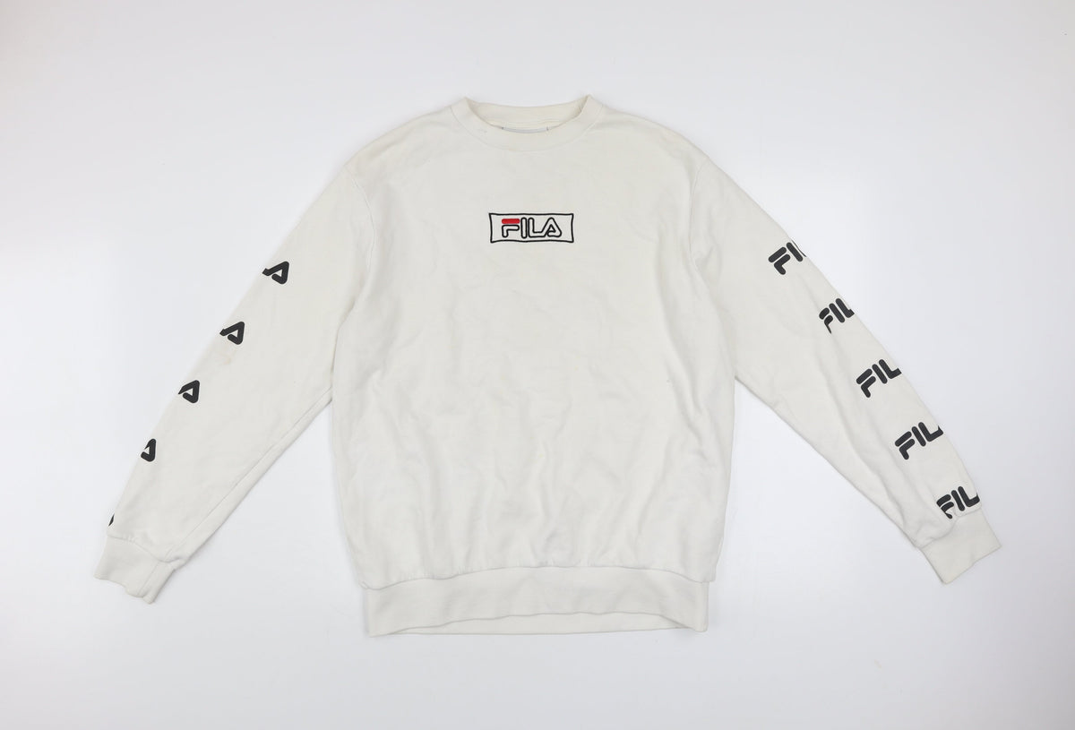 Fila Men's White Logo Sweatshirt L Long Sleeve Pullover