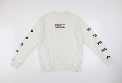 Fila Men's White Logo Sweatshirt L Long Sleeve Pullover