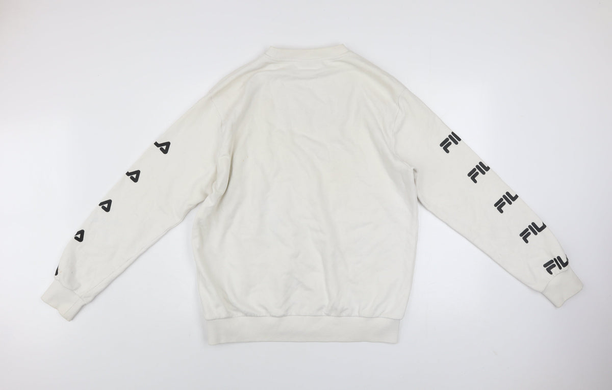 Fila Men's White Logo Sweatshirt L Long Sleeve Pullover