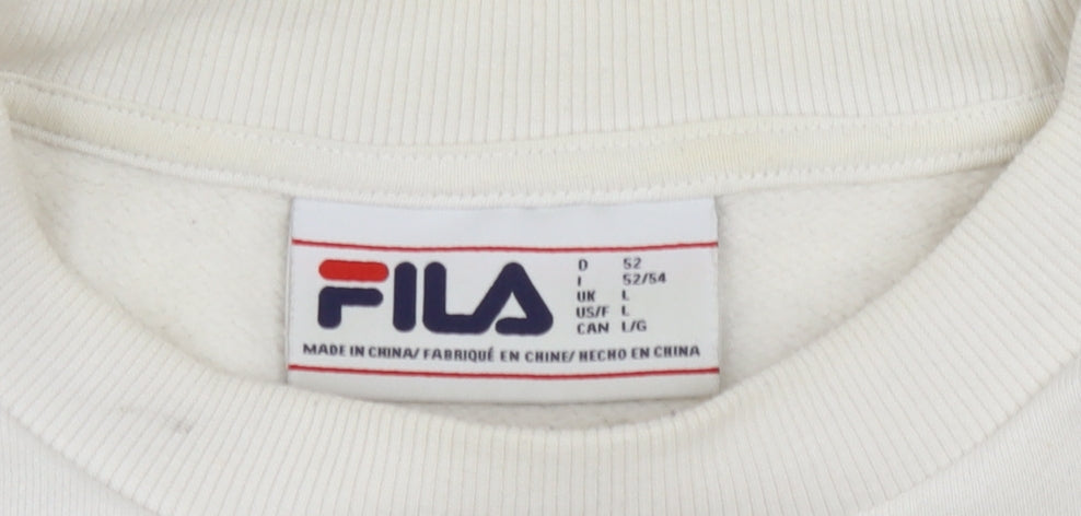 Fila Men's White Logo Sweatshirt L Long Sleeve Pullover