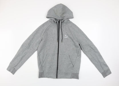 Puma Men's Grey Full Zip Hooded Track Jacket Size M