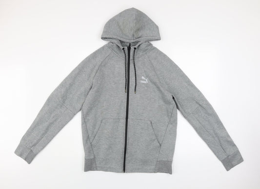 Puma Men's Grey Full Zip Hooded Track Jacket Size M