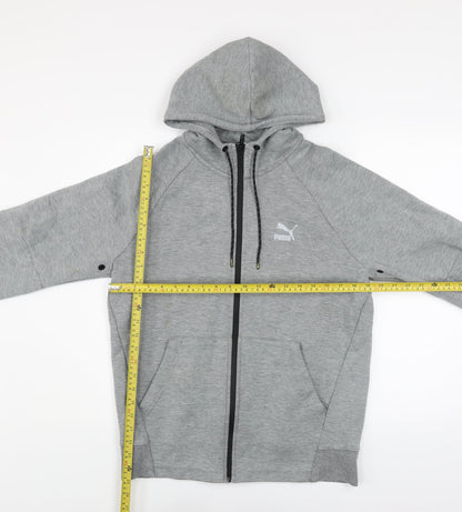 Puma Men's Grey Full Zip Hooded Track Jacket Size M
