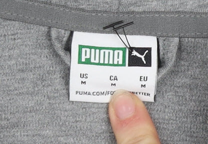 Puma Men's Grey Full Zip Hooded Track Jacket Size M