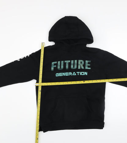Primark Boys Black Future Generation Pullover Hoodie 9-10 Years Graphic