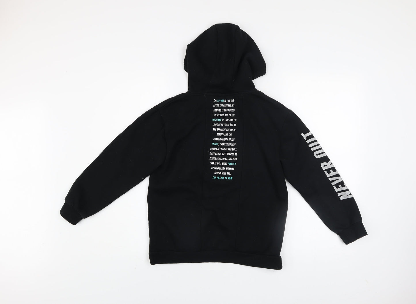 Primark Boys Black Future Generation Pullover Hoodie 9-10 Years Graphic