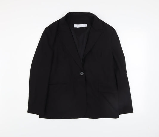 Bershka Womens Black Regular Fit Single-Breasted Blazer M