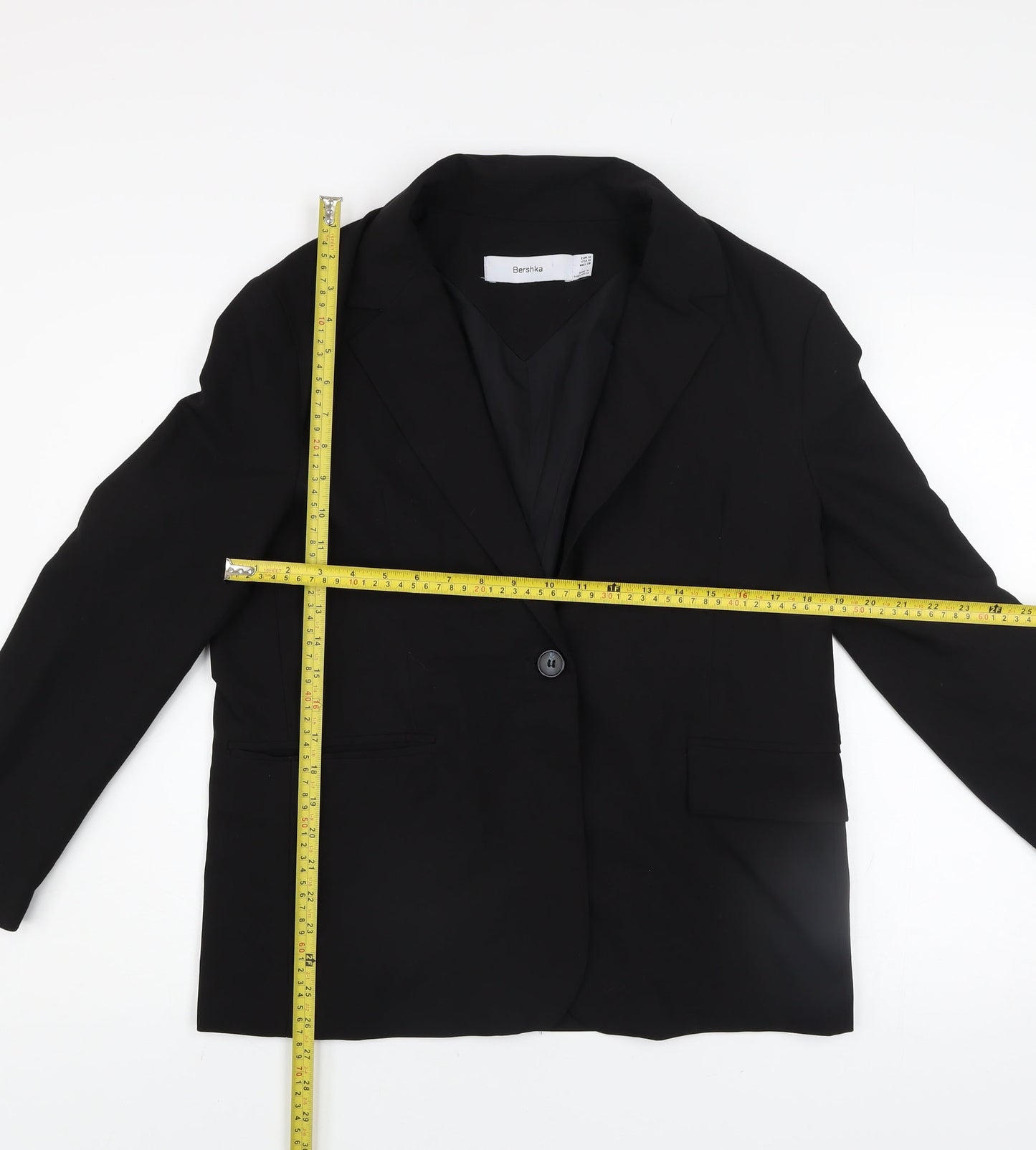 Bershka Womens Black Regular Fit Single-Breasted Blazer M