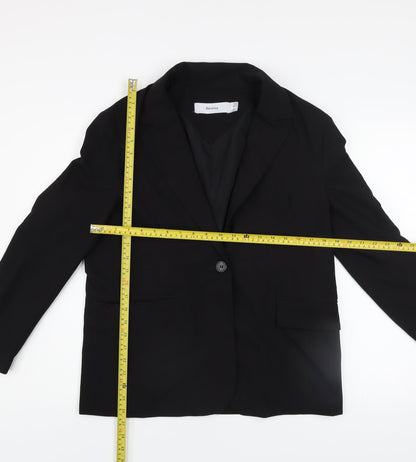 Bershka Womens Black Regular Fit Single-Breasted Blazer M