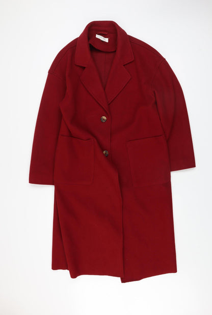 Womens UK Size 8 Cortefiel Red Overcoat