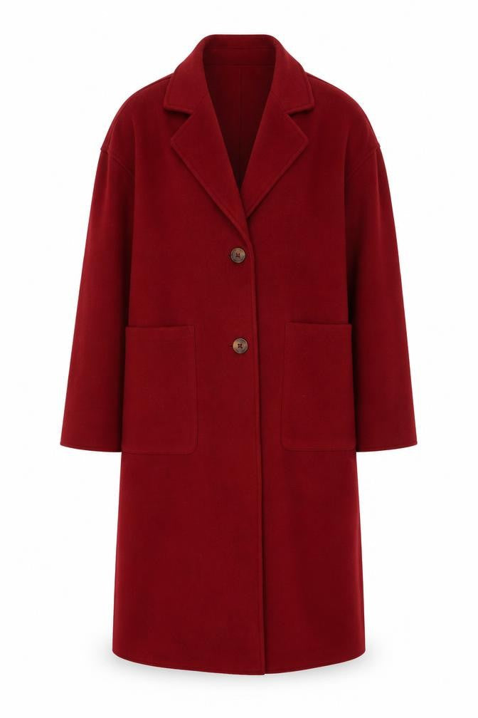 Womens UK Size 8 Cortefiel Red Overcoat