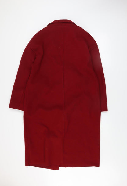 Womens UK Size 8 Cortefiel Red Overcoat