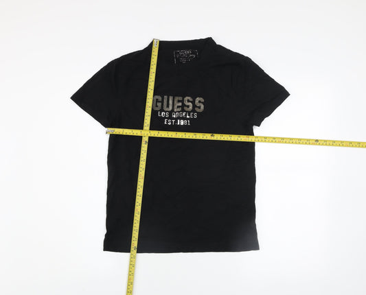 Guess Women's Black Jersey Logo T-Shirt Size S Short Sleeve