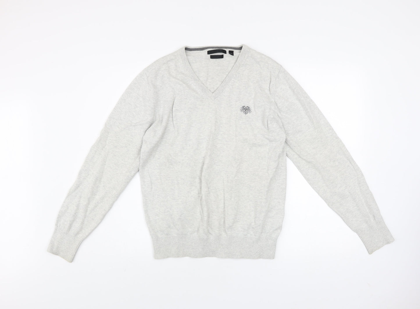 Soviet Mens Grey Cotton V-Neck Pullover Jumper M