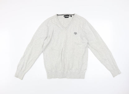 Soviet Mens Grey Cotton V-Neck Pullover Jumper M