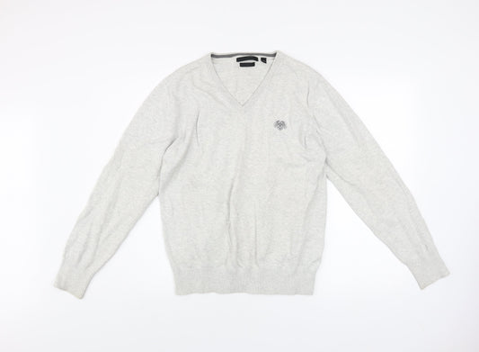 Soviet Mens Grey Cotton V-Neck Pullover Jumper M