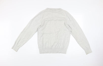 Soviet Mens Grey Cotton V-Neck Pullover Jumper M