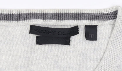 Soviet Mens Grey Cotton V-Neck Pullover Jumper M
