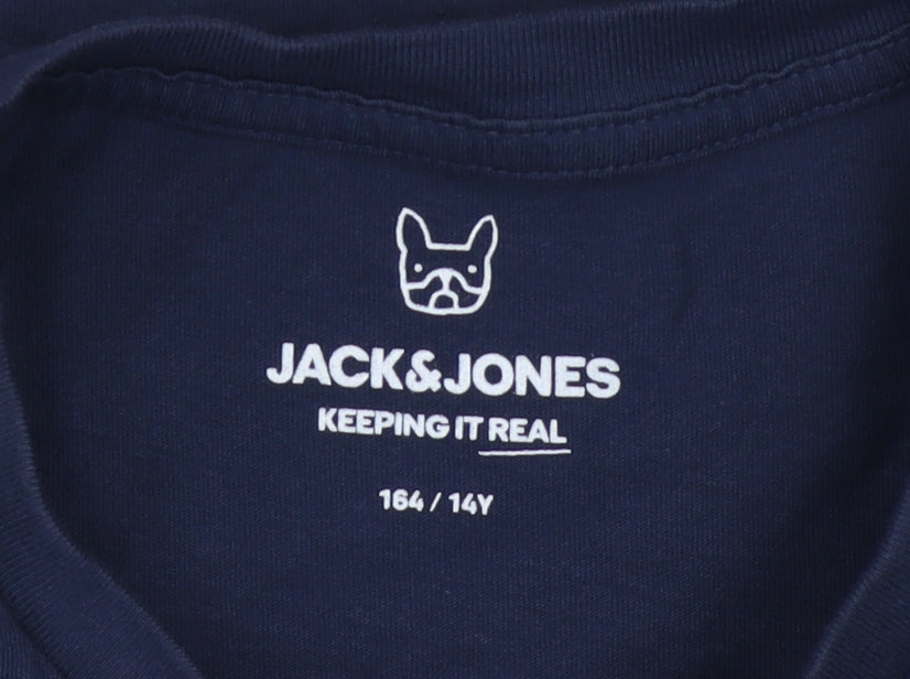Boys UK Size 164 JACK & JONES Blue Basic T-Shirt