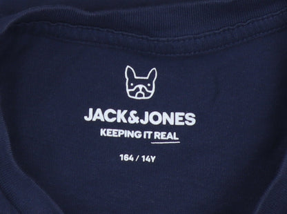 Boys UK Size 164 JACK & JONES Blue Basic T-Shirt