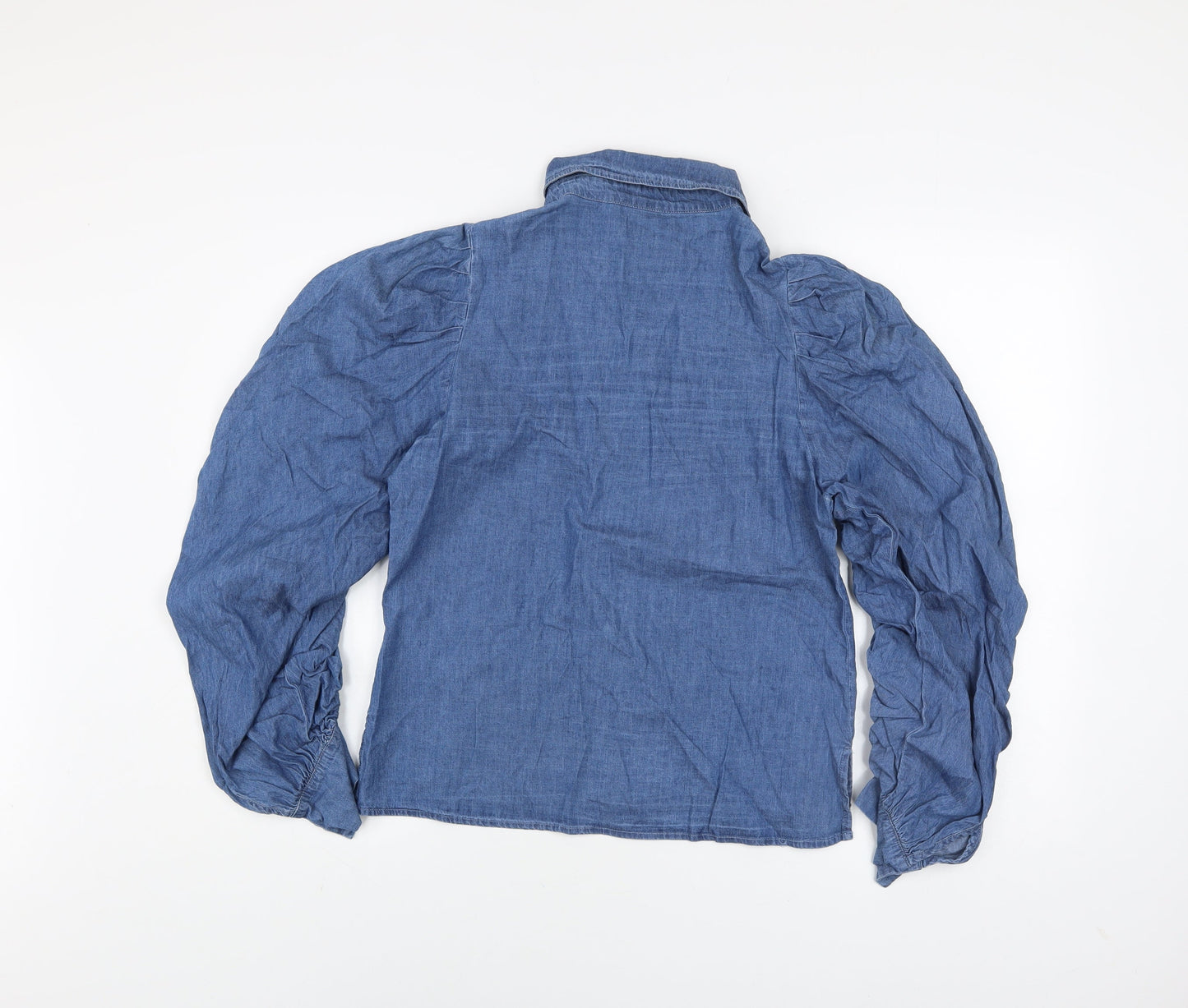 Womens UK Size 10 QED London Blue Basic Button-Up