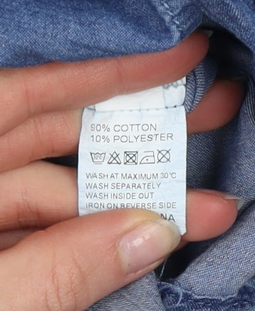 Womens UK Size 10 QED London Blue Basic Button-Up