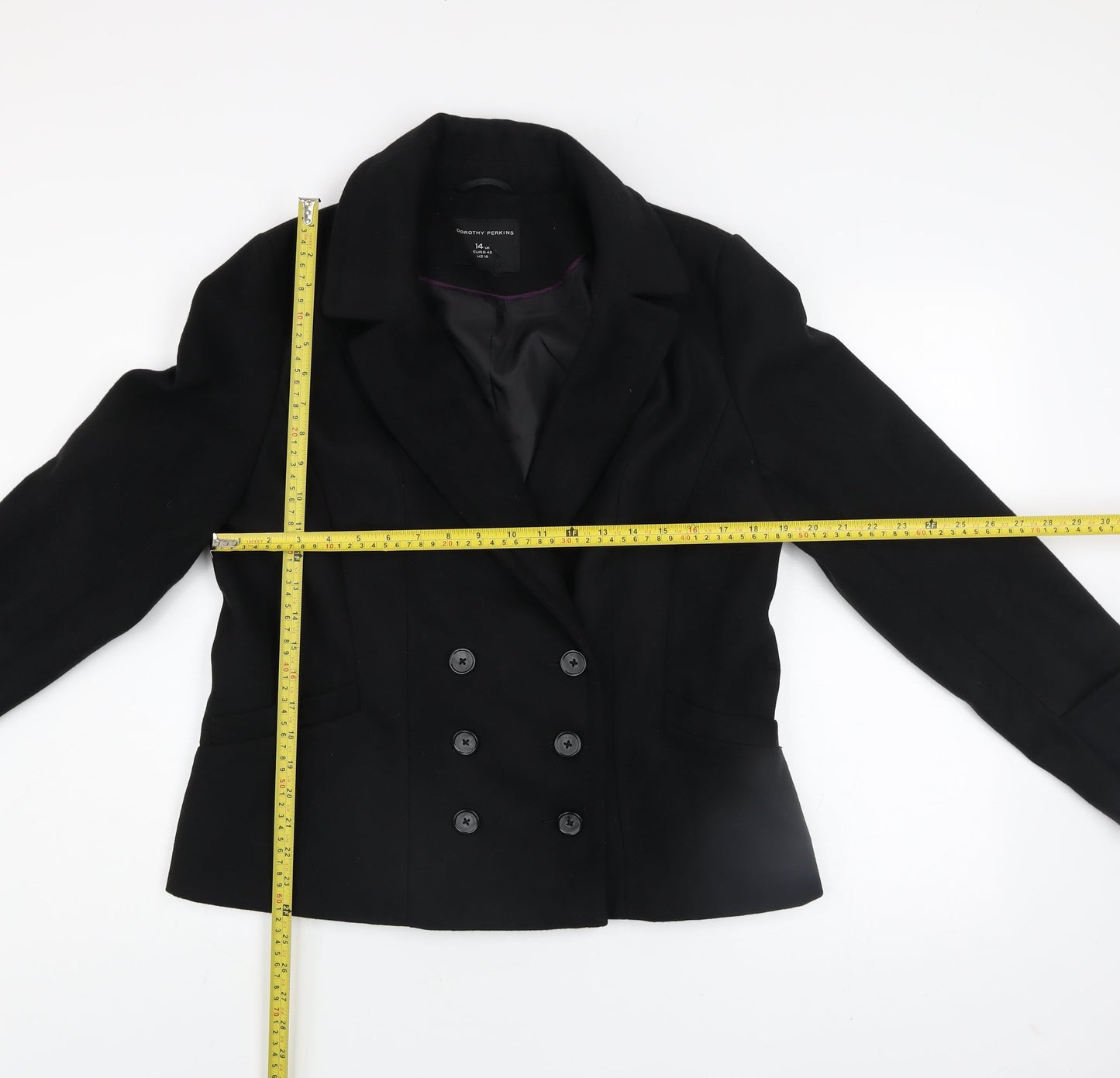 Womens UK Size 14 Dorothy Perkins Black Pea Coat