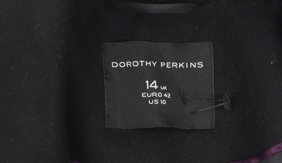 Womens UK Size 14 Dorothy Perkins Black Pea Coat