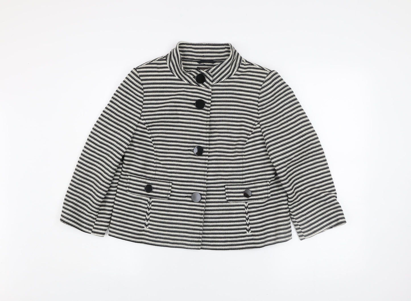 Principles Petite Women’s Black Striped Cotton Jacket Size 12