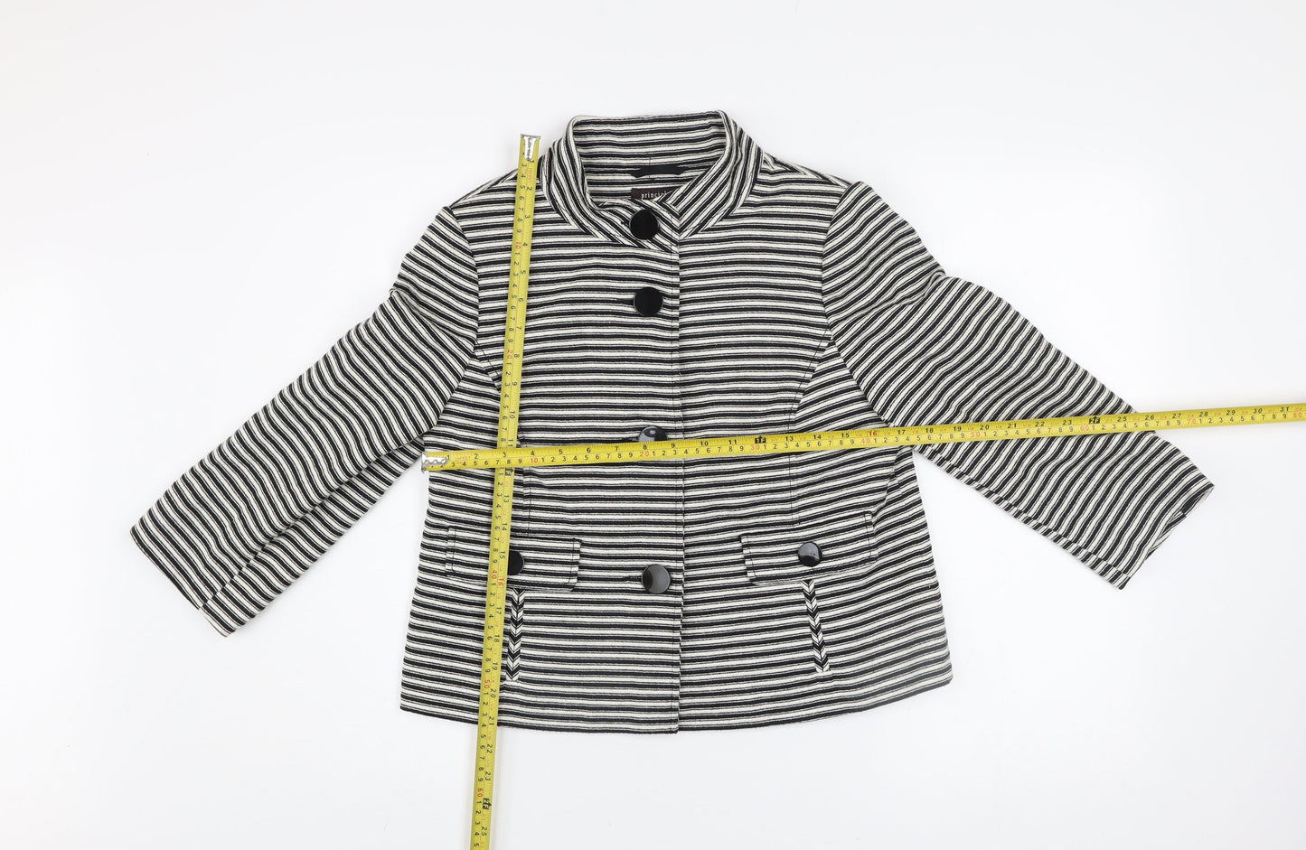 Principles Petite Women’s Black Striped Cotton Jacket Size 12