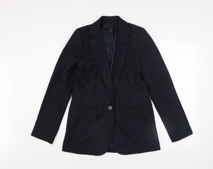 New Look Women's Black Pinstripe Slim Fit Blazer Jacket UK 6