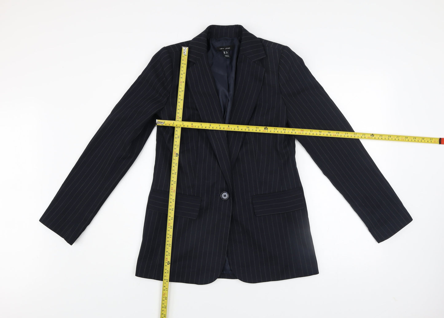 New Look Women's Black Pinstripe Slim Fit Blazer Jacket UK 6