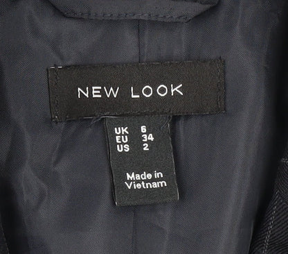 New Look Women's Black Pinstripe Slim Fit Blazer Jacket UK 6