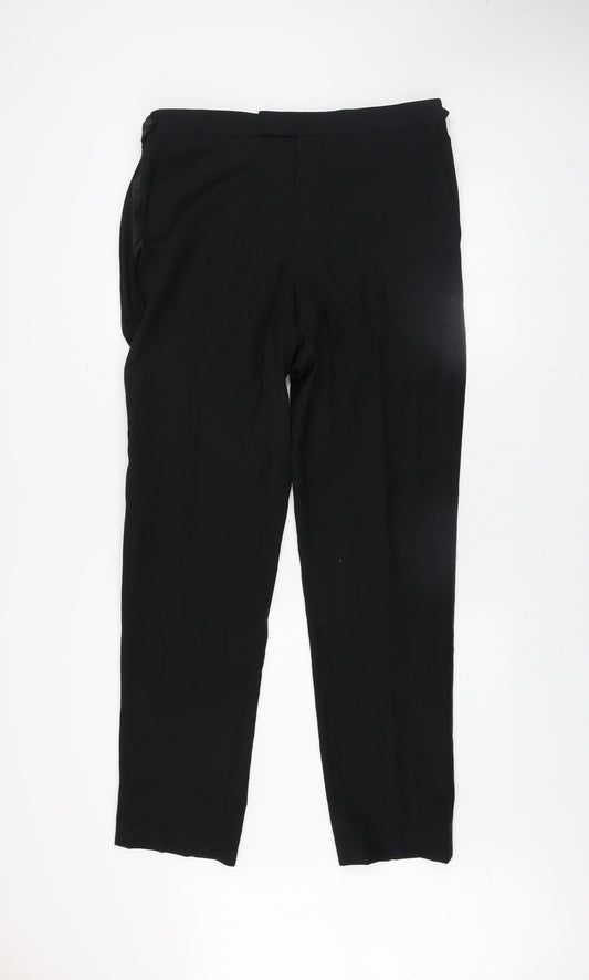 Marks and Spencer Autograph Men's Black 36L Wool Blend Tailored Dress Pants