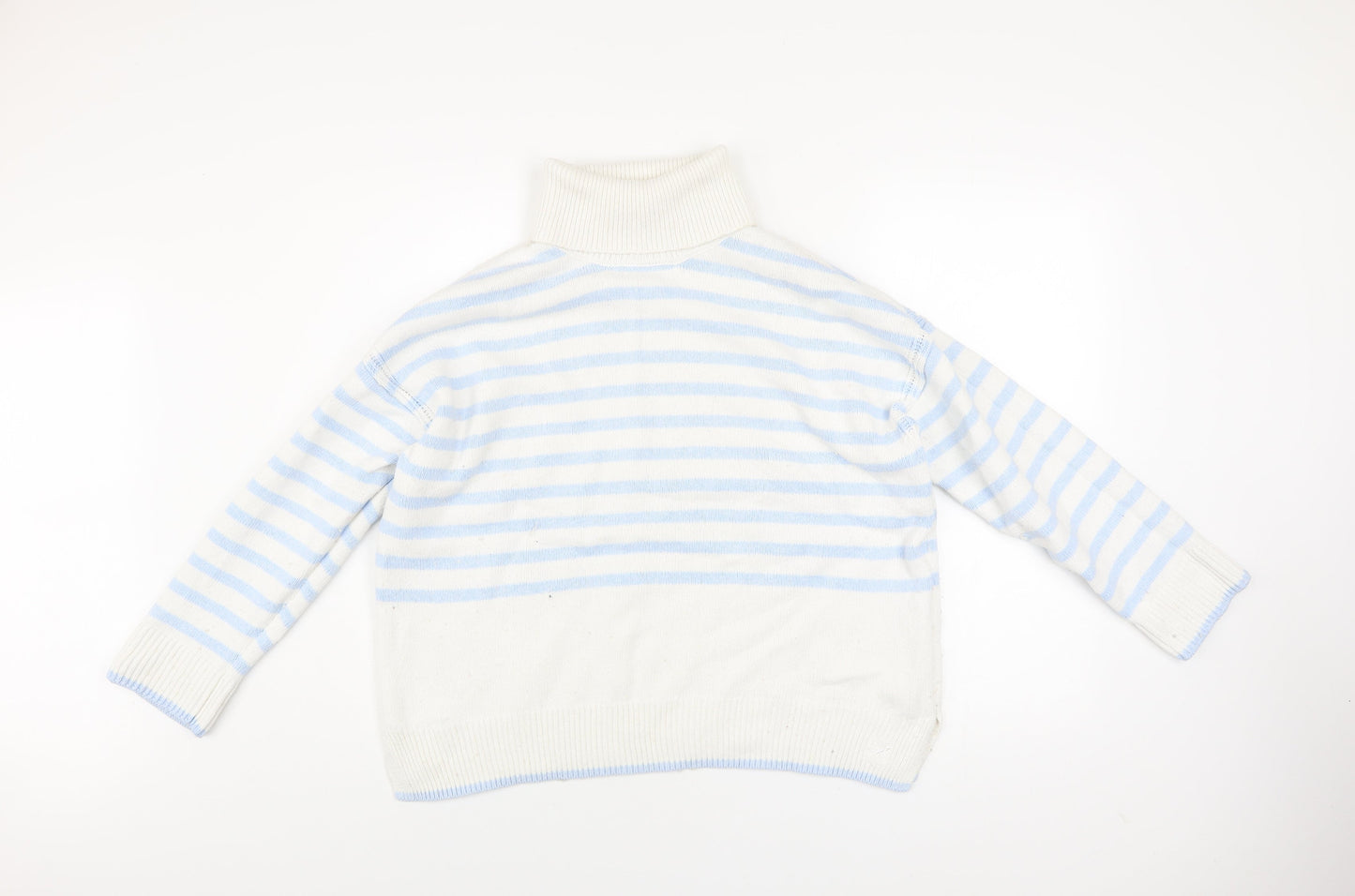 Crew Clothing Women’s White Blue Roll Neck Striped Jumper Size 10