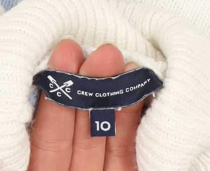 Crew Clothing Women’s White Blue Roll Neck Striped Jumper Size 10